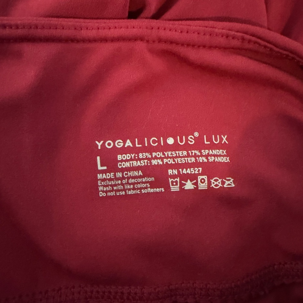 Yogalicious Lux High-Rise Crop Burgundy Red Leggings - Picture 4 of 4